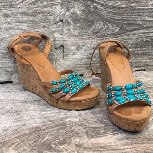 Yellow Box Turquoise Beaded Wedges
